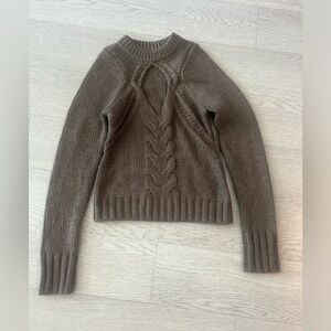 Lovers and Friends Brown Chunky Knit Sweater Wool Blend Cutout Size XS